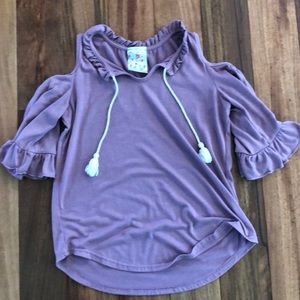 purple shirt with shoulder cut outs!